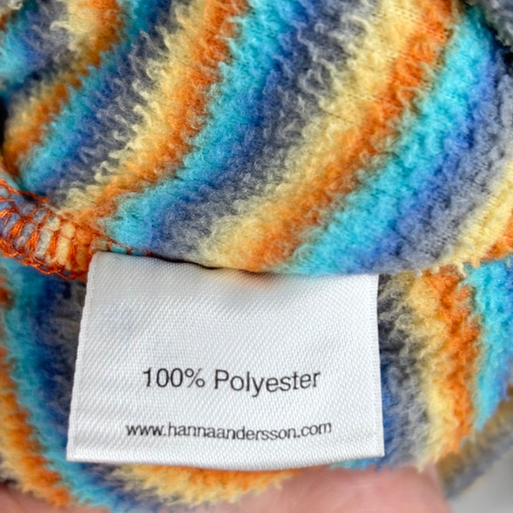 Hanna Andersson 1/4 Zip Fleece Pullover Boys 8 / 130 Orange Blue Stripe Pockets - Picture 6 of 10